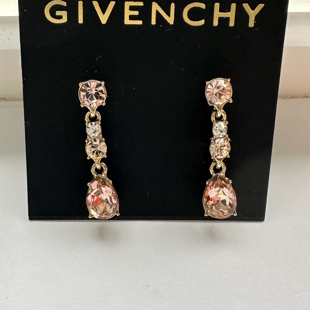 Givenchy Blush and Gold Dangle Crystal Earrings